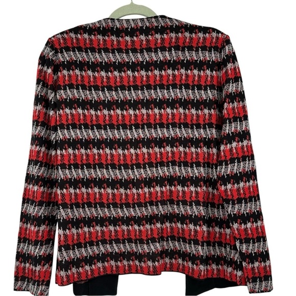 Ming Wang Houndstooth Cardigan Sweater Red Black Gray Size Large - Picture 2 of 5